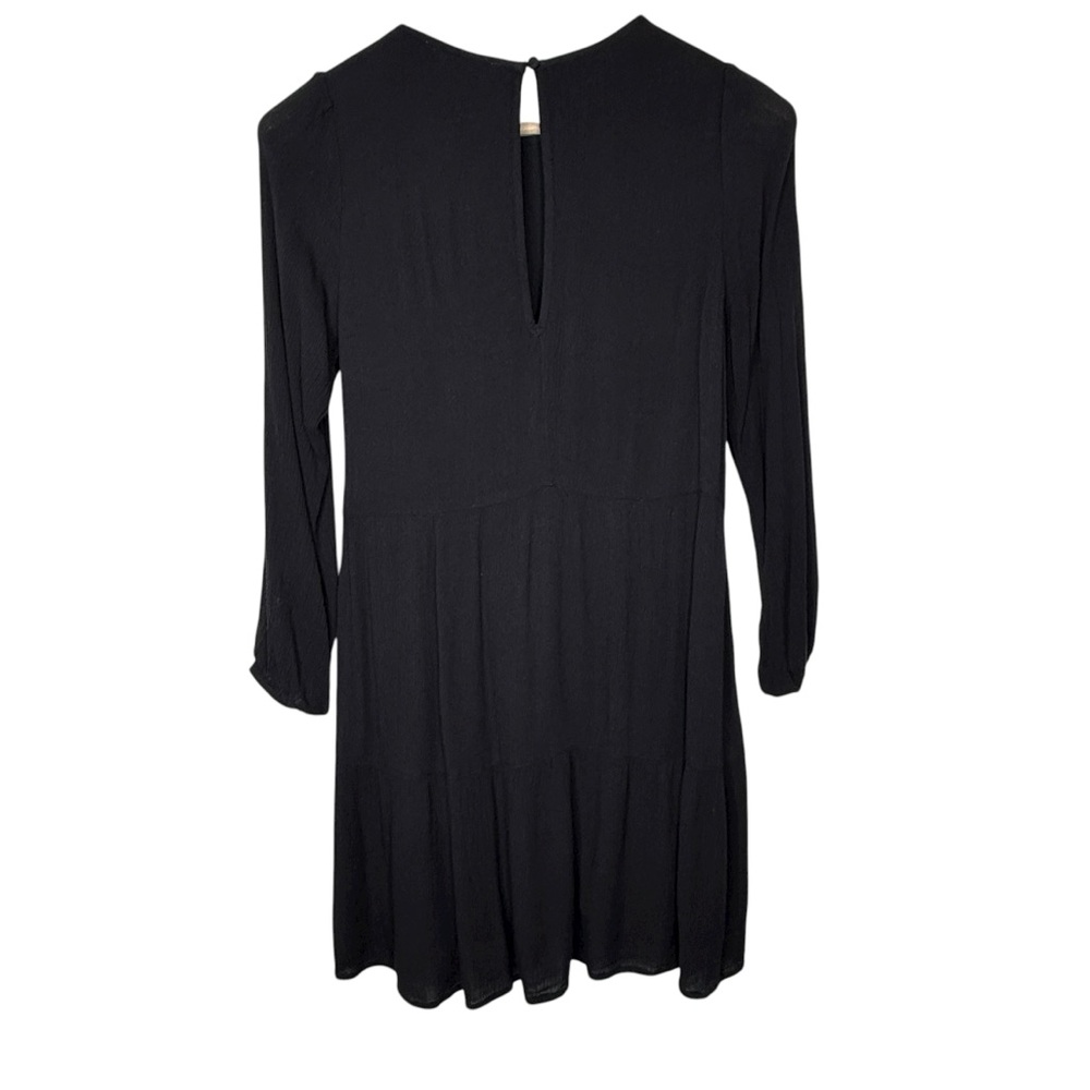 A&F Black Tiered Mini Dress XS Long Sleeve Lined Feminine Dark Academia Cottage - Picture 3 of 6